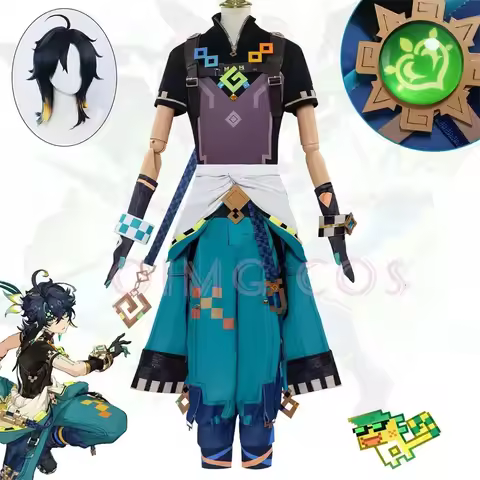 Genshin Impact Kinich Cosplay Costume Adult Men Carnival Wig Uniform Anime Halloween Party Costumes Masquerade Game