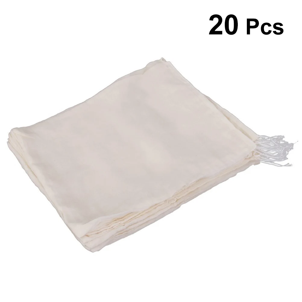 

20 Pcs Cotton Filter Bag for Soup Tea Coffee Mashed Potatoes Traditional Chinese Medicine Kitchen Bar Accessories Reusable Straw