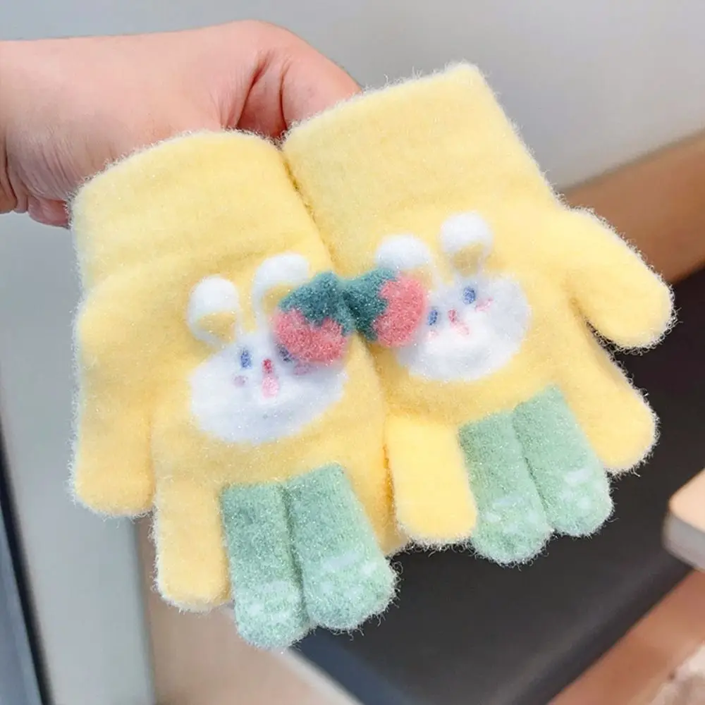 Plush Winter Warm Thickened Gloves Kids Knitted Gloves Windproof Gloves Children Full Fingers Gloves image 6