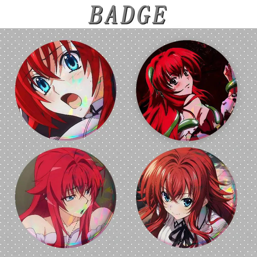 H-High School DxD Badges Fashion New Hip Hop Versatile Round Metal Badge Cartoon Pin Gift Wholesale