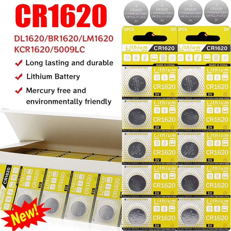 CR1620 3V Lithium Button Battery DL1620 BR1620 ECR1620 5009LC LM1620 CR 1620 KCR1620 30mAh Coin Cell Watch Calculators Batteries