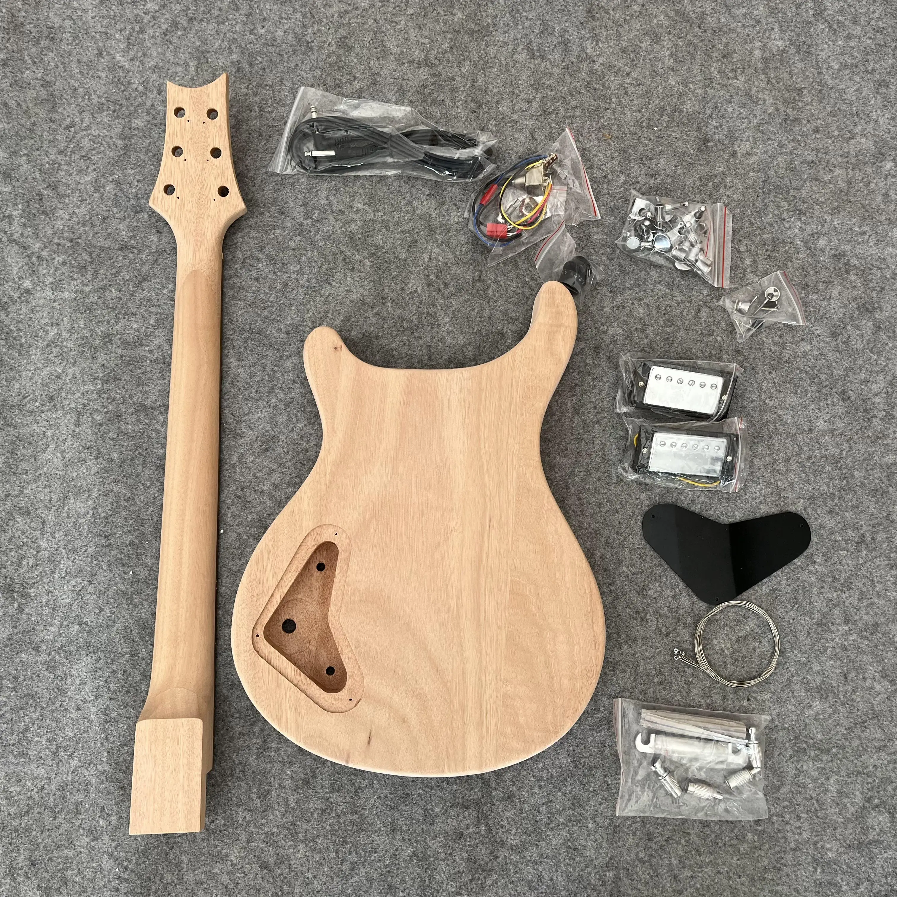 DIY Electric Guitar Kits with Hardware Accessory Unfinished Guitarra Tiger stripe Veneer Basswood Body Rosewood Fingerboard