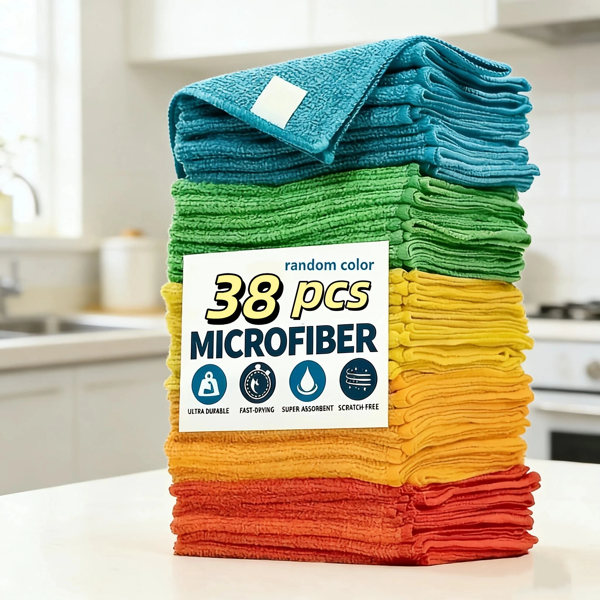 38 Pack Multifunctional Cleaning Cloth Microfiber Dish Cloth High Absorbent Cleaning Towel for Kitchen Car Window ﻿