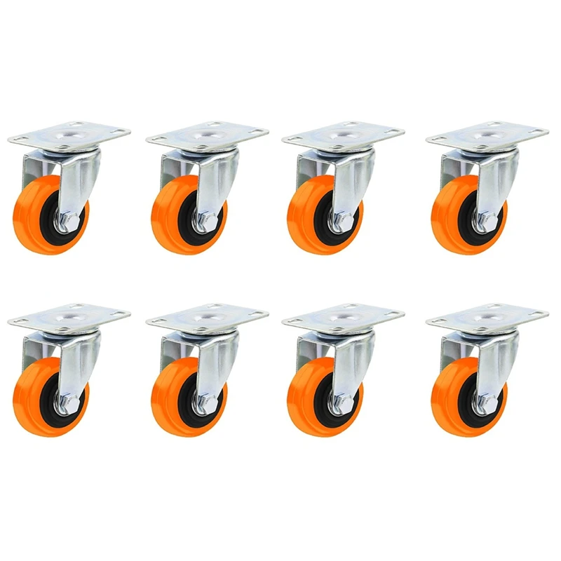 

8PCS 1.5 Inch Casters Wheels Set 360° Swivel Universal Plate Caster Wheels For Storage Box/Small Furniture/Kitchen