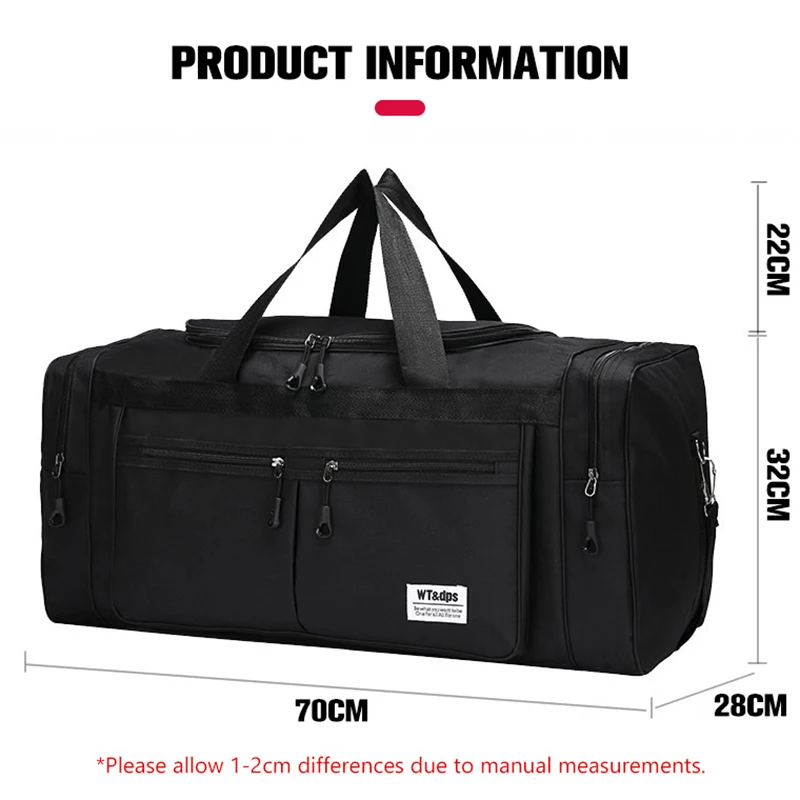 Bolsas de gimnasio para hombre y mujer, equipaje de viaje plegable de 70L, gran tamaño, bolsa de viaje multifunción, XA831F