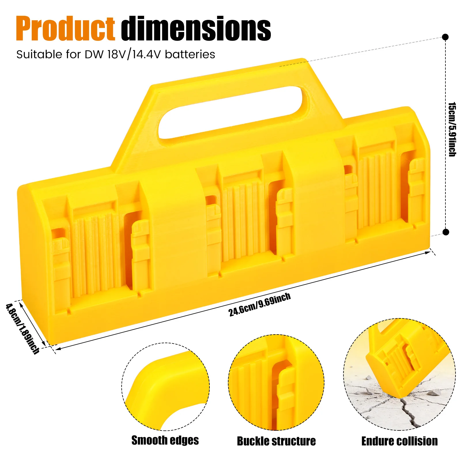 Battery Holder Rack For Dewalt Makita 18V14.4V 6Slot Electric Tool Wall Dock Slots Secure Snap Lock Mechanical Storage Organizer
