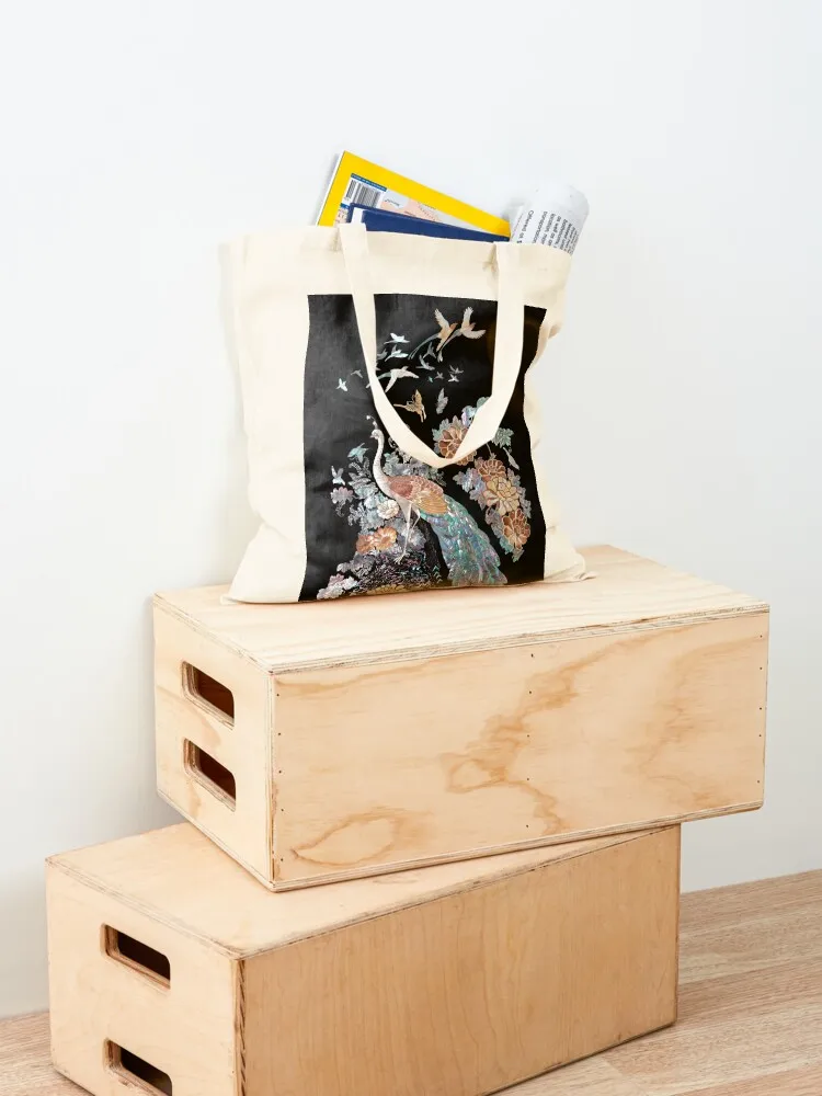 Phoenix, Mother of pearl design art design, Korean traditional Art Tote Bag reusable shopping bag personalized tote bag