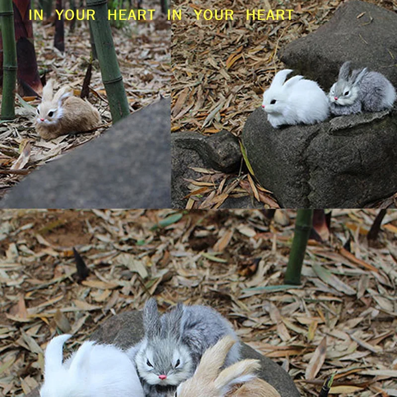 【X】Home Decoration Photography Props Gifts 15CM Realistic Plush Rabbits  Lifelike Animal Easter Bunny Toy Birthday Gift