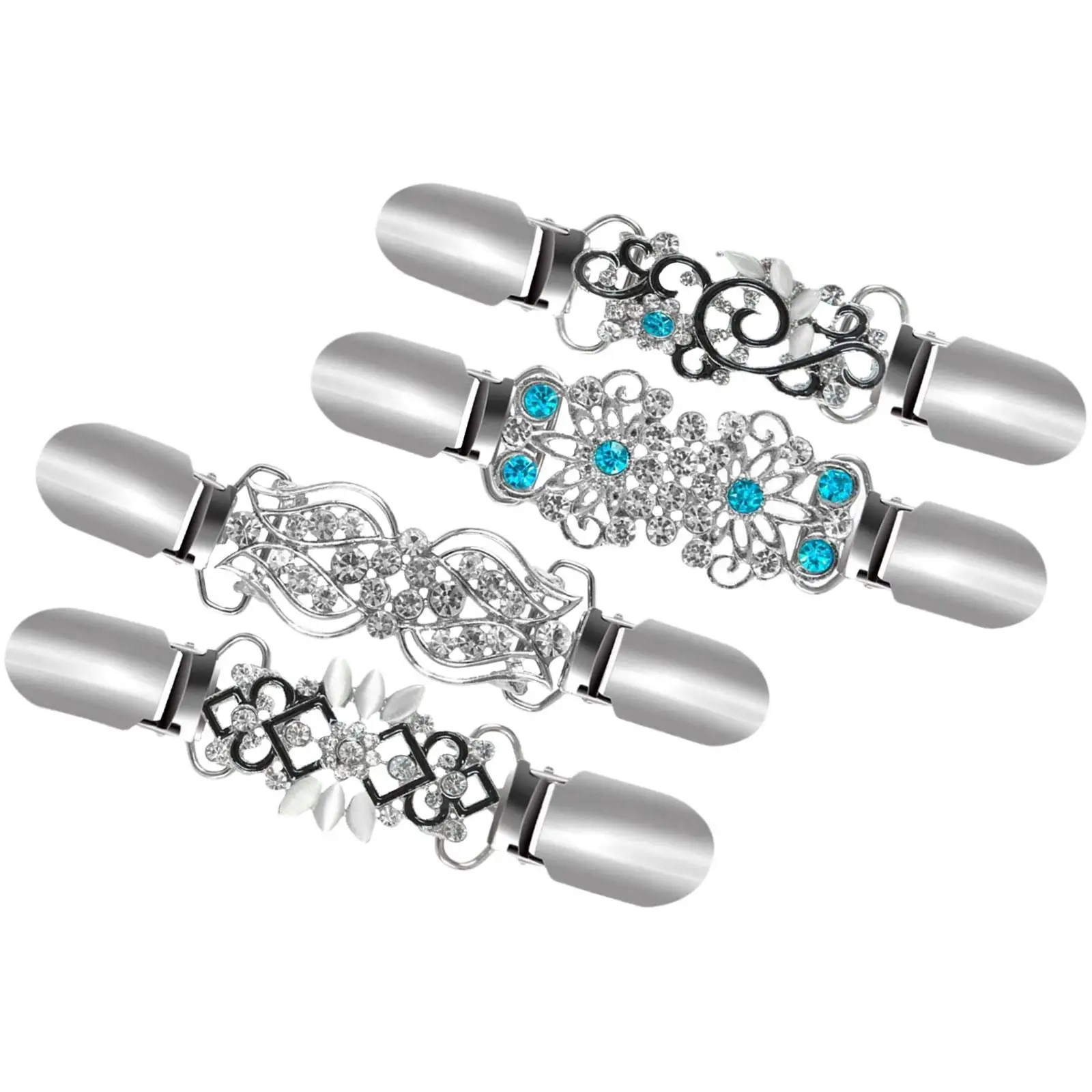 4Pcs/Set Fashion Sweater Clips Alloy Brooch Duck Clip Cardigan Clasp for Dresses Decoration Jewelry Accessory Christmas Gift