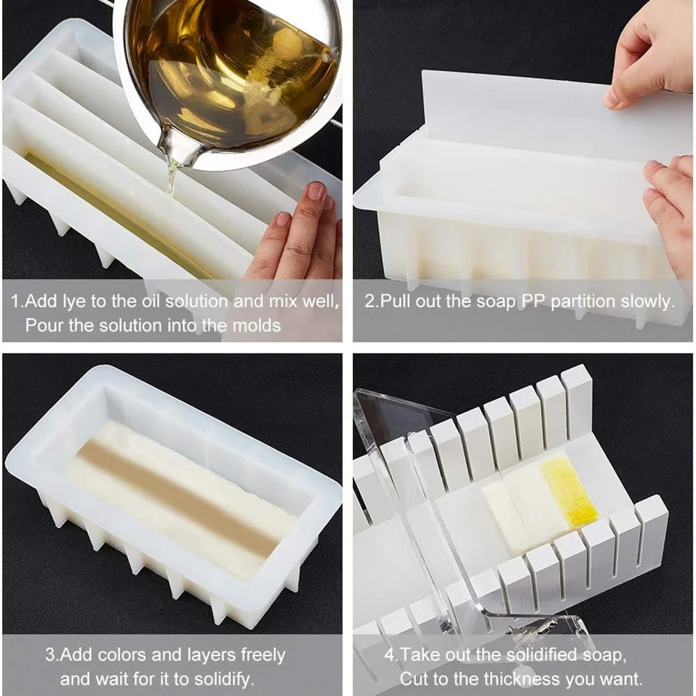 42oz Silicone Soap Mold with 5 Acrylic Dividers with Honeycomb&rose&bee Silicone Mat Mold DIY Handmade Soap Resin Crafts Tool view 4