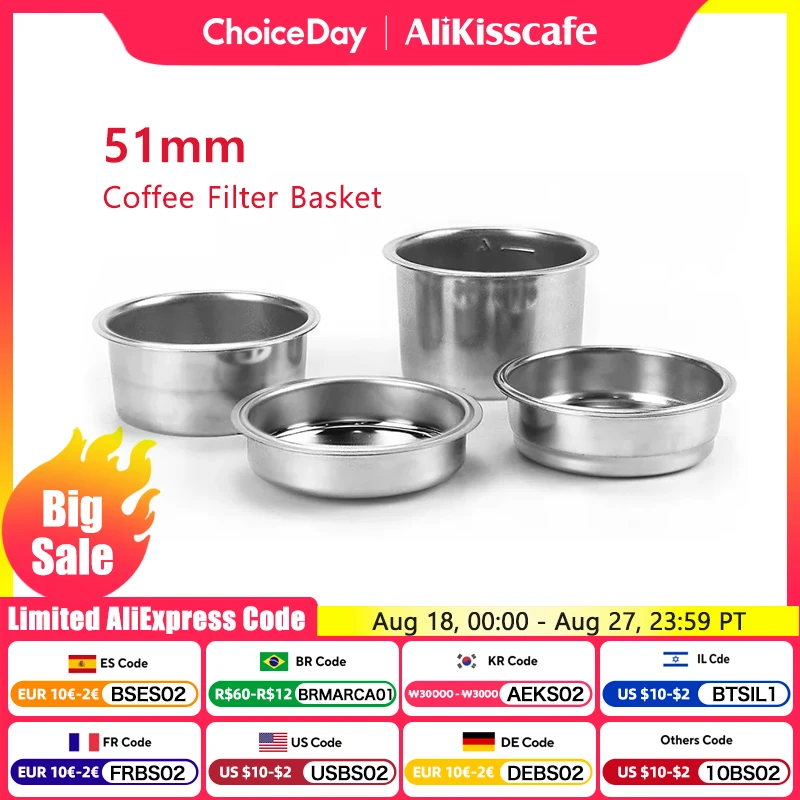 

51MM Coffee Filter Basket Non Pressurized Replacement For Delonghi EC9335 EC9665 Espresso Machine Accessories Barista Tool