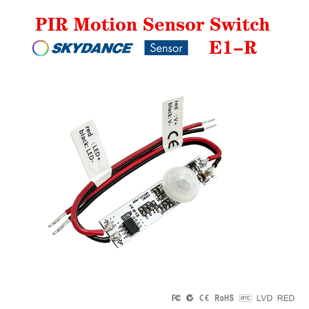 

Skydance E1-R DC12-24V 3A PIR Motion Sensor Human Motion Switch For Single color Table lamp Bedroom lamp Wardrobe/Strip light