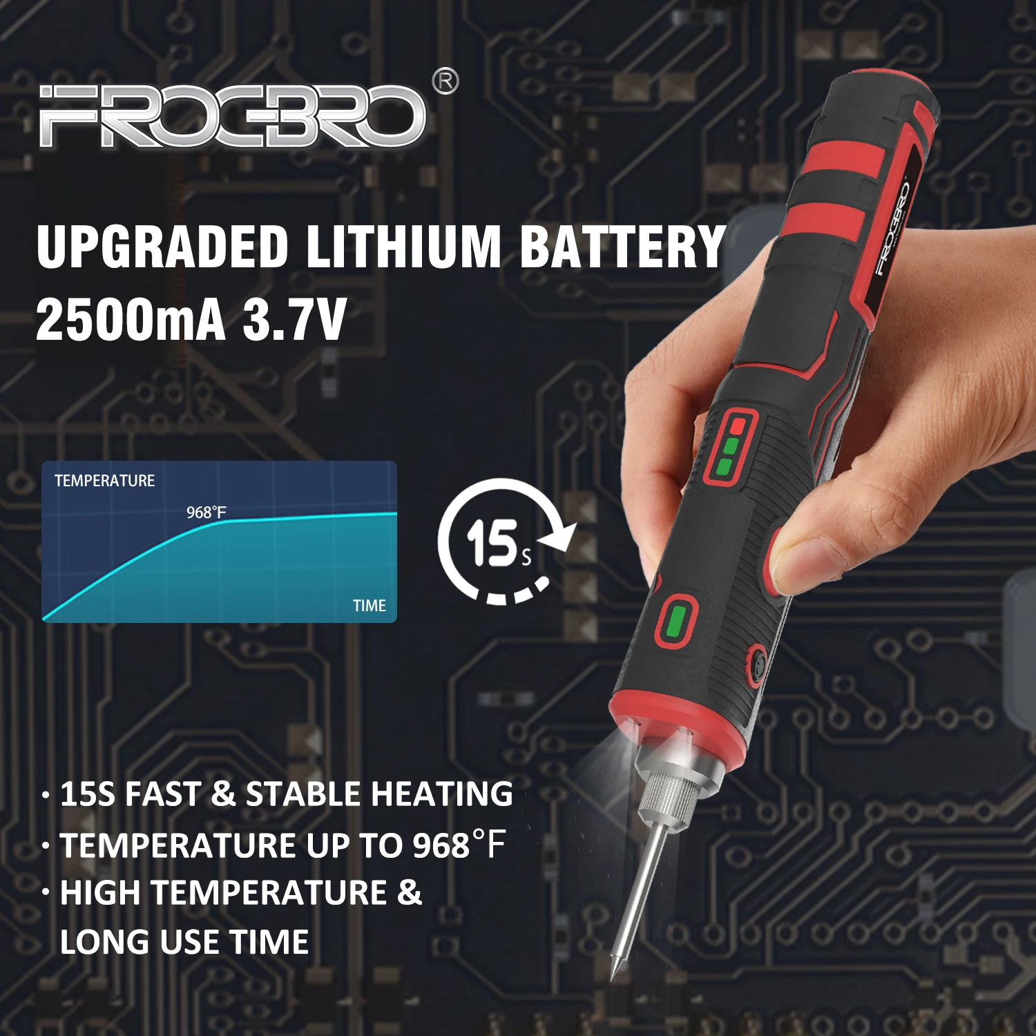 FrogBro Cordless Soldering Iron Kit Upgraded 11W Rechargeable Soldering Pen Professional Portable Wirless Repair Welding Tool