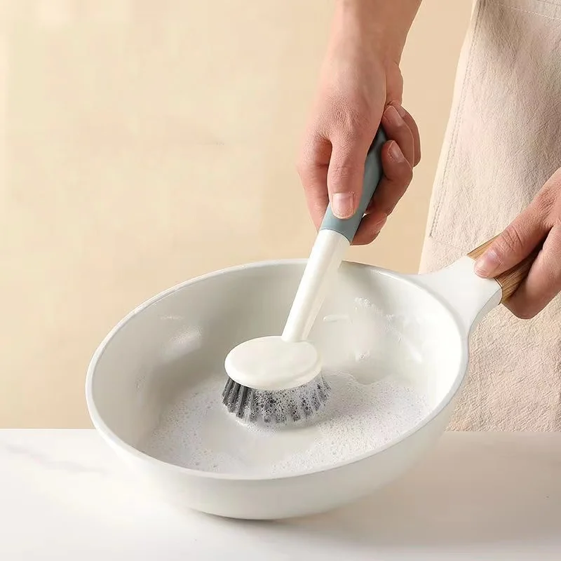 

Multifunctional Kitchen Scrub Brush For Cleaning Dishes Bowl Pots Pans Sink With Comfortable Long Handle Soft Bristle