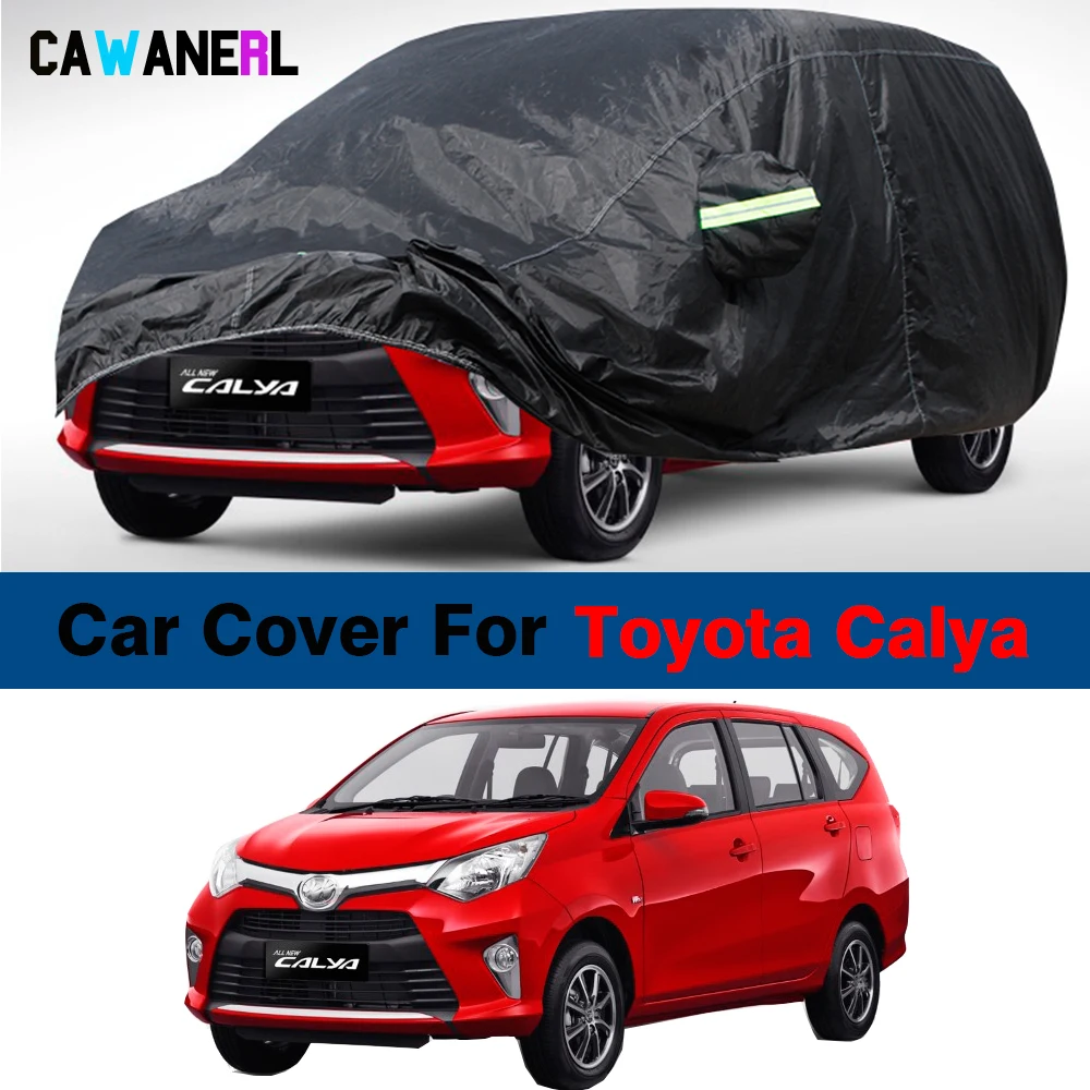 Black Car Cover Waterproof Anti-UV Sun Snow Rain Wind Resistant Auto Cover For Toyota Calya Daihatsu Sigra 2016-2024