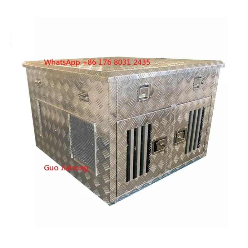 

Dual Aluminum Truck Transport Hunting Dog Box Crate With Top Storage