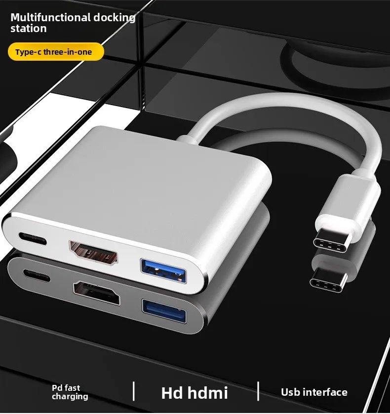 Typ-C zu HDMI 3-in-1 Adapter, USB-C Hub mit 4K HDMI, 3.0 und PD-Ladefunktion für Laptop und Smartphone – Detail 2