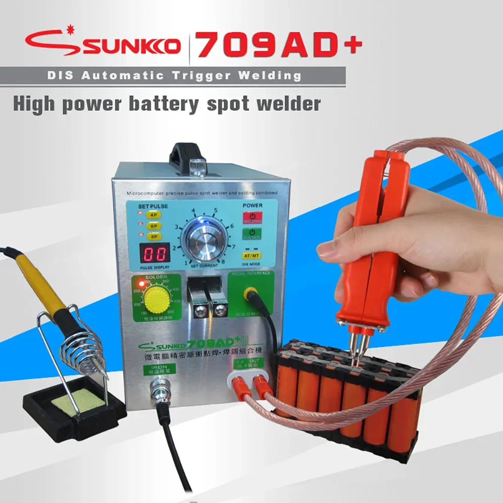 Factory direct sale SUNKKO S709AD+ 110V 220V Mini Portable  Spot Welder for Pack Lithium Battery Welding