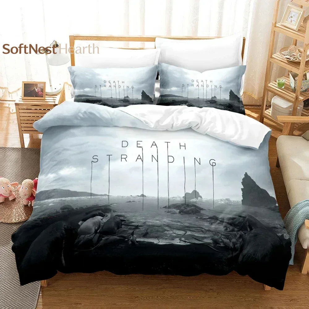 2026 3D Print Death Stranded Bedding Set,Duvet Cover Comforter Bed Set Quilt Cover Pillowcase,King Queen Twin Size Boys Girls Ad