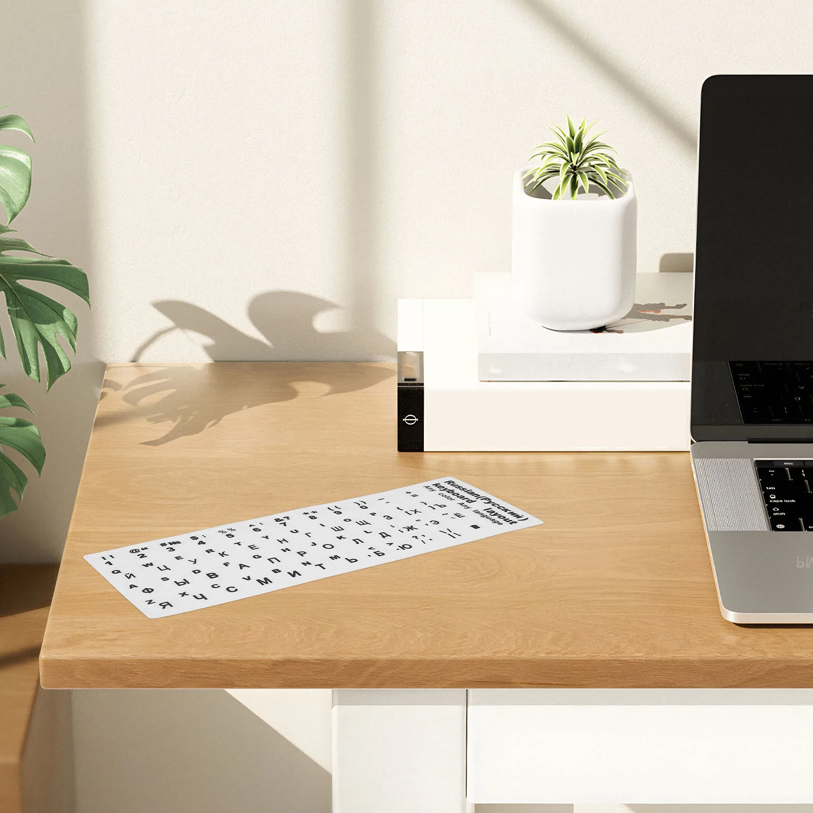 10 قطع من ملصقات تراكب المفاتيح الروسية، طبقة بلوري شفافة لأجهزة الكمبيوتر المحمول ولوحة المفاتيح والحروف السيريلية سهلة #3