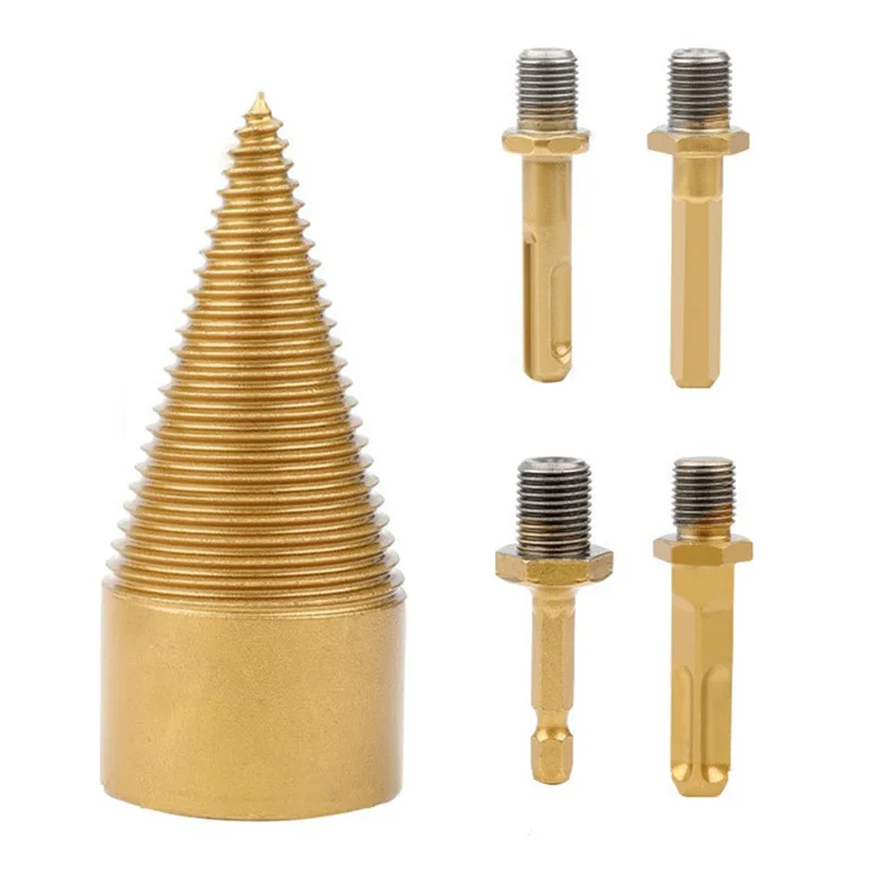A19F-5Pcs Drill Bit Removable Cones Kindling Wood Splitting Logs Bits Heavy Duty Electric Drills Durable Easy To Use (42Mm/1.65I