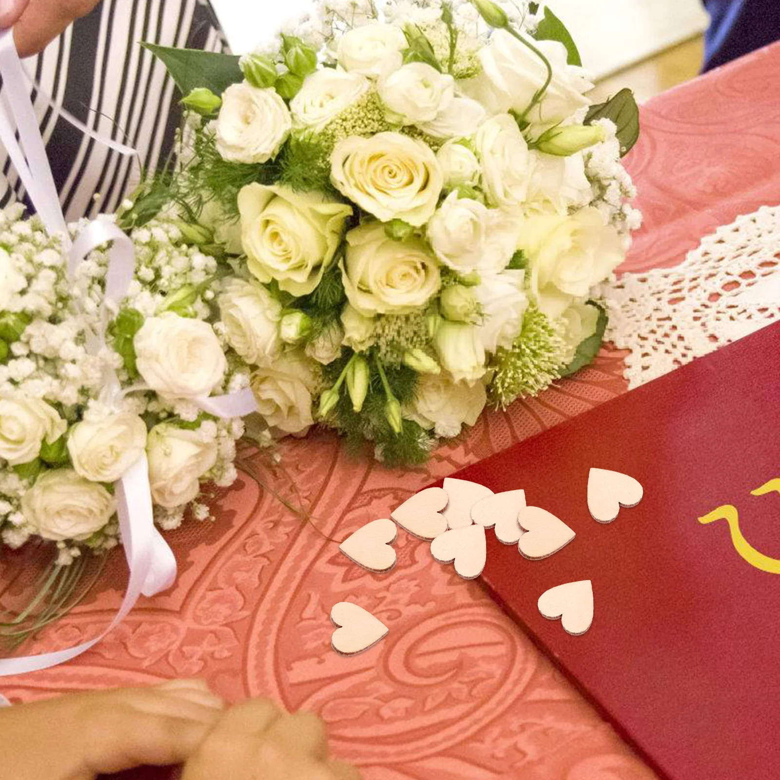 

300pcs Wooden Heart Slices Unfinished Natural Diy Crafts For Wedding Table Scatter Valentine Party Decor Rustic Home Decoration