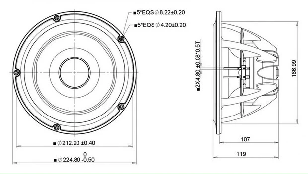 1 Pieces Original Vifa NE225W-04/08 8\'\' Neodymium Paper Pulp Cone Woofer Speaker Driver Casting Aluminum Frame 4/8ohm 160W