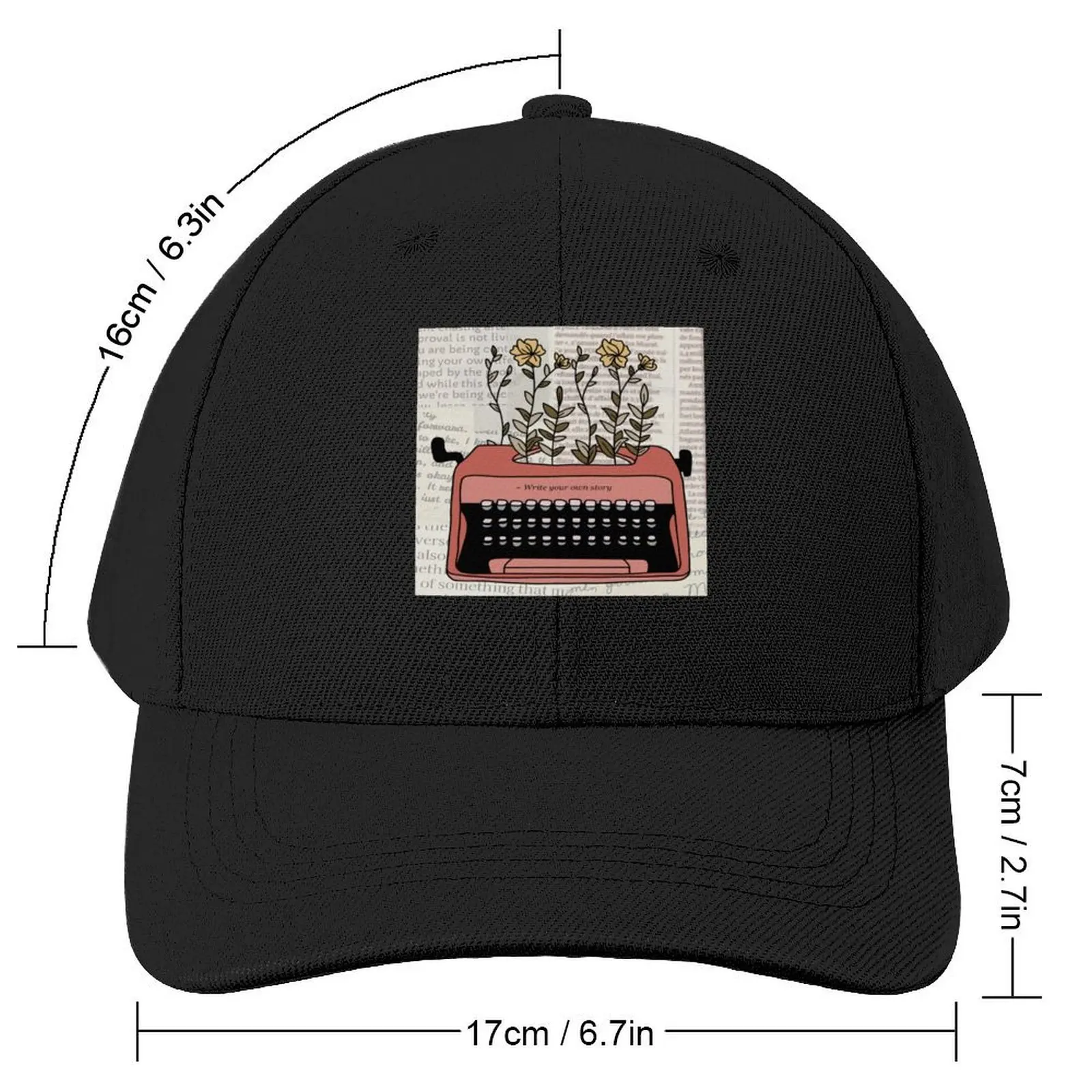 Floral Typewriter Inspiration Baseball Cap Luxury Hat Luxury Man Hat Thermal Visor Mens Women's