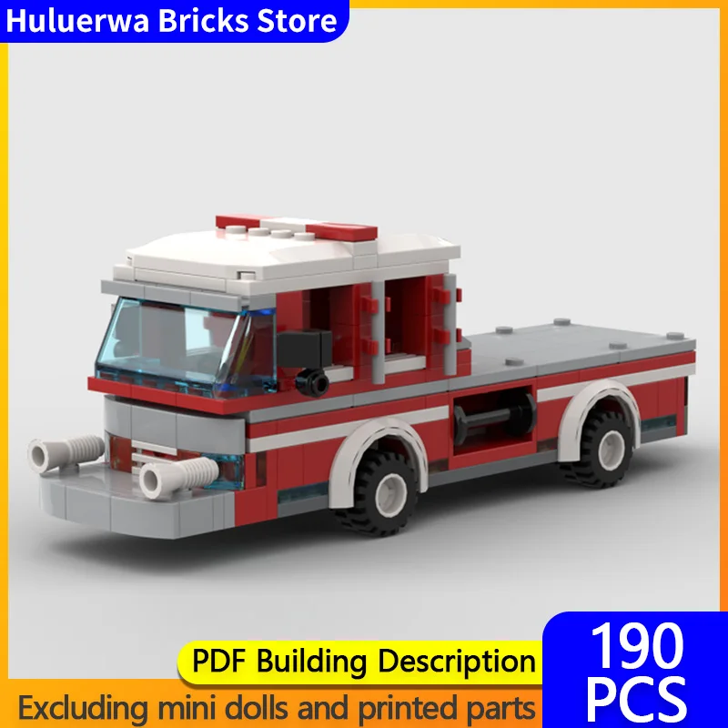 

Модель городской автомобиль MOC, строительные кирпичи, городской пожарный двигатель, модульная технология, подарки, праздник, сборка, детские игрушки, костюм