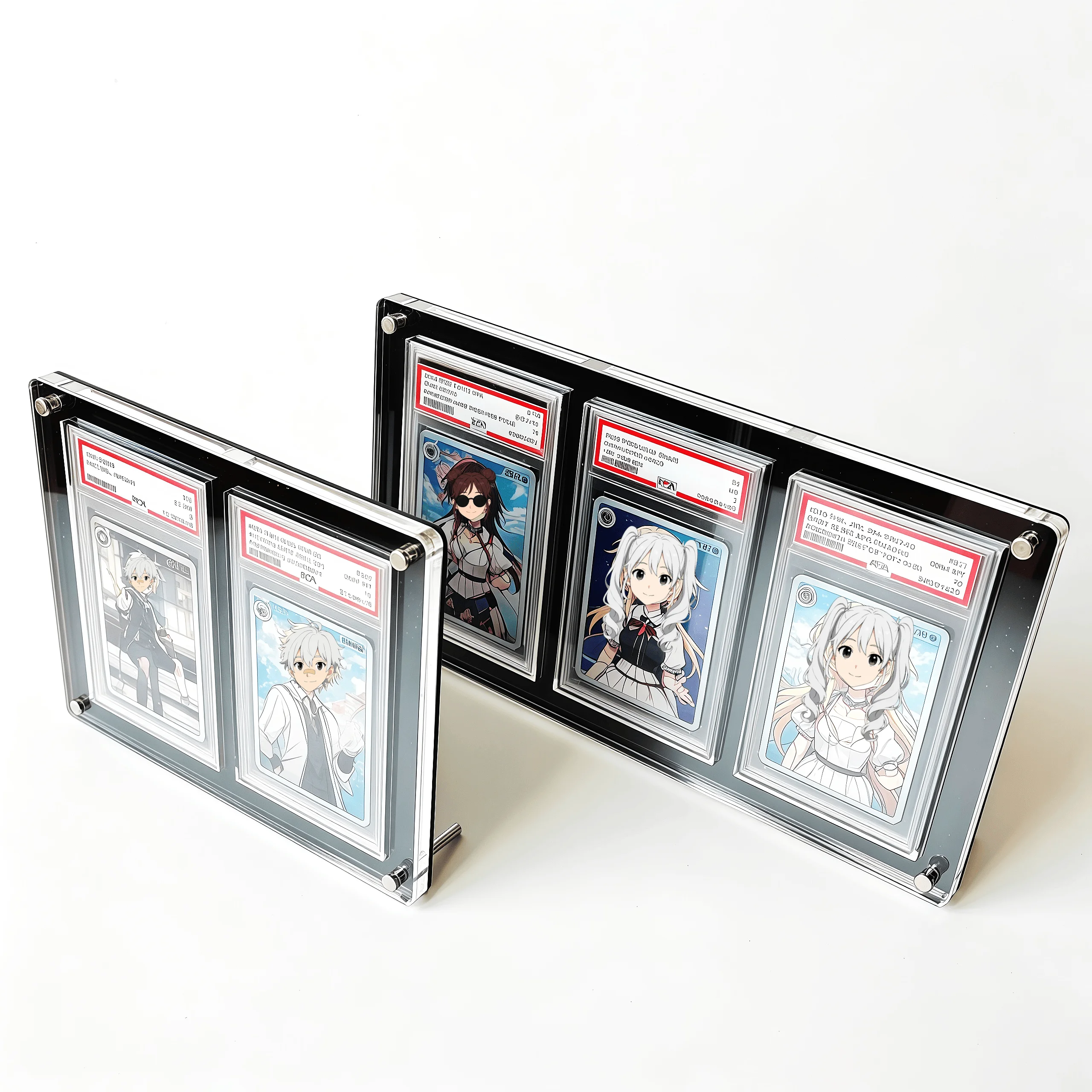 Schwarzer Acryl-Kartenständer mit klarem Rand für PTCG Pokemon YuGiOh Sammelkarten