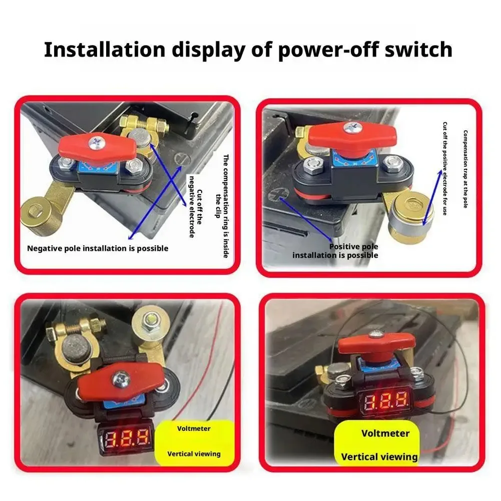 Auto-Batterie-Trennschalter, bidirektional, drehbar, mit Digitalanzeige, 12-24V, universelles Autoteil – Detail 6
