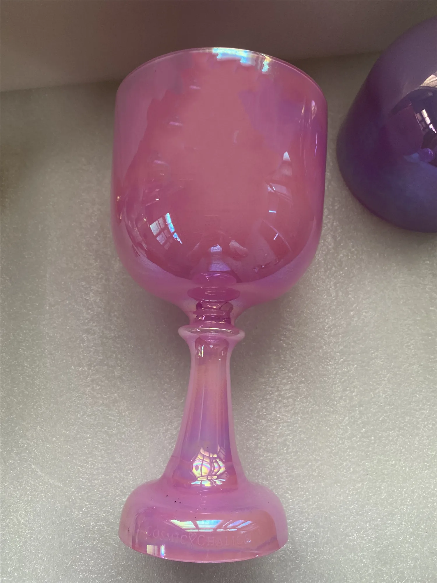 4th octave D note crystal singing chalice cosmic milky pink color for sound healing.