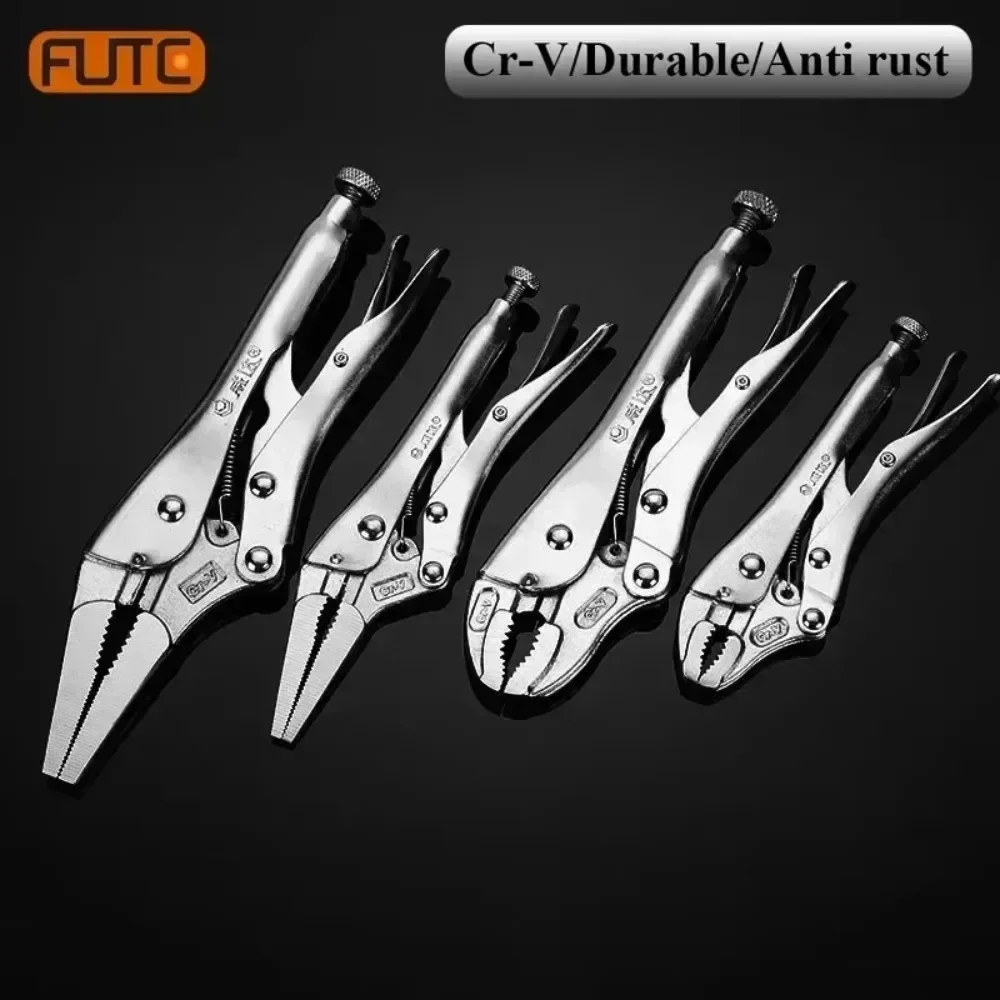 FUTE Locking Pliers Lock Pliers Curved Jaw Pliers Labor-saving Straight Long Nose Plier Multi-function Welding Tool Carbon Steel