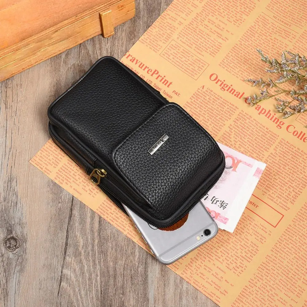 Casual PU Leather Men Waist Bag Sport Travel Phone Pouch Waterproof Comfortable Waist Belt Bag