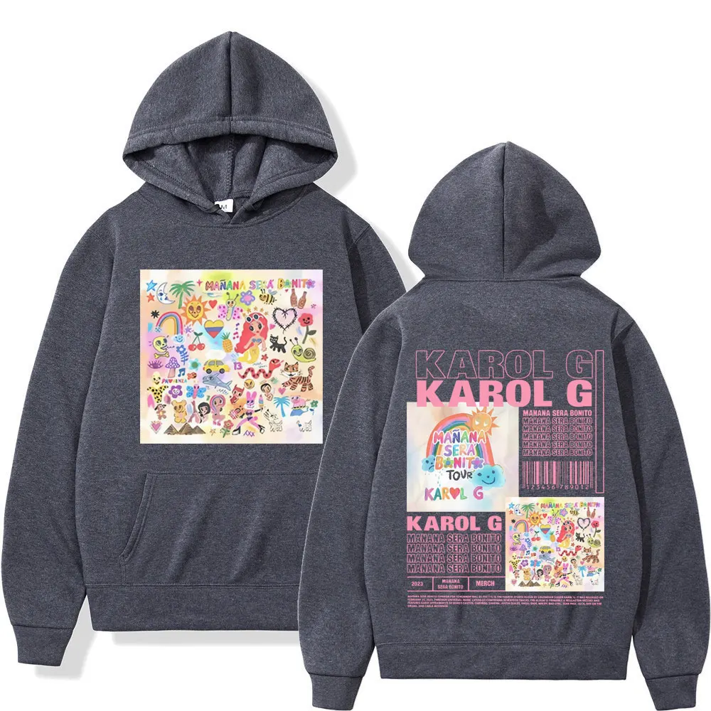 Unisex Cantor Karol G Music Album Hoodies Gráficos, Moda de Alta Qualidade Moletons Com Capuz, Tendência Outono Inverno Hip Hop Pullovers