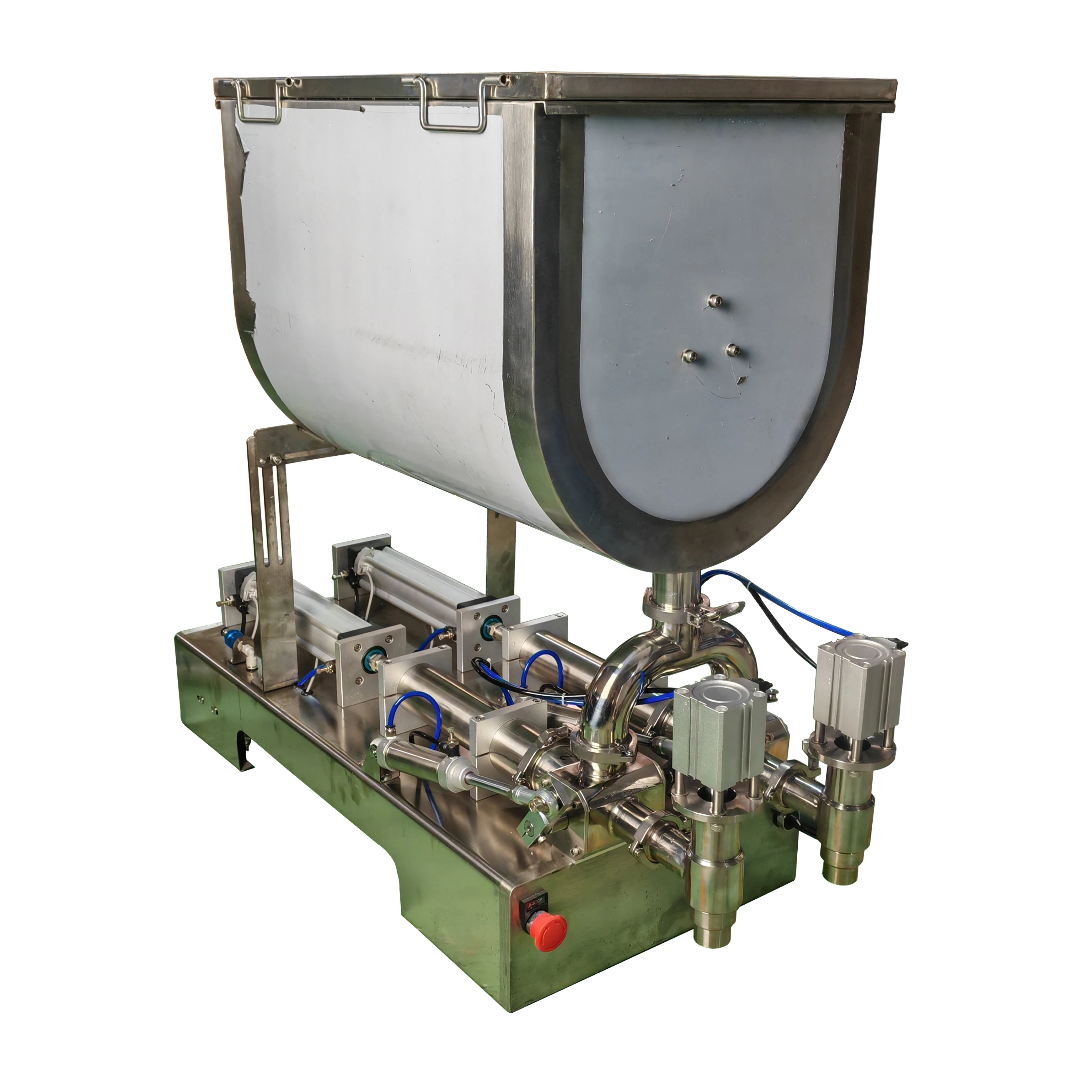For Semi-Automatic Piston Filling Machine for Paste Ketchup Mayonnaise Jam Chili Sauce Honey Other Liquids Mixer Hopper Glass