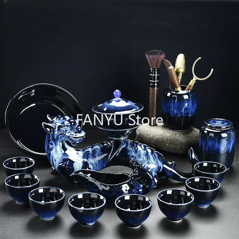 Porcelain Gaiwan Chinese Tea Set Complete Set Puer Chinese Portable Tea Set Luxury Vintage Juego De Te Tea Ceremony AB50TS