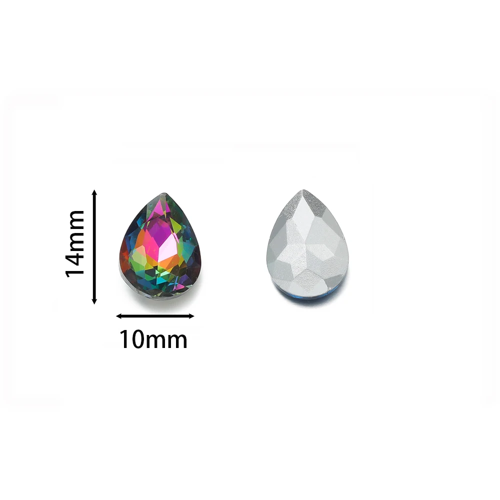 10pcs/lot Teardrop Glass Bead Crystal Gem Stone Point Back Drop Shape Rhinestones Glue On Rhinestone For DIY Jewelry Accessories