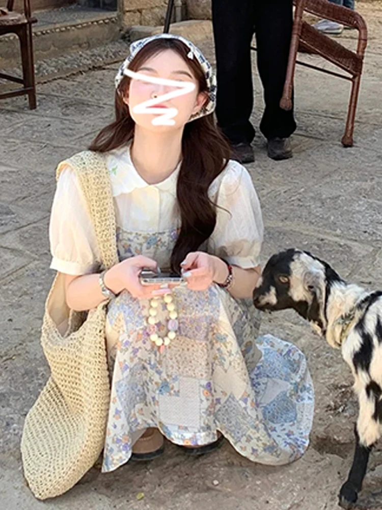 Ensemble deux pièces imprimé Floral ter Dr pour femmes, jupe longue de vacances, petite taille, costume deux pièces en Polyester et coton mélangé, nouvelle collection été