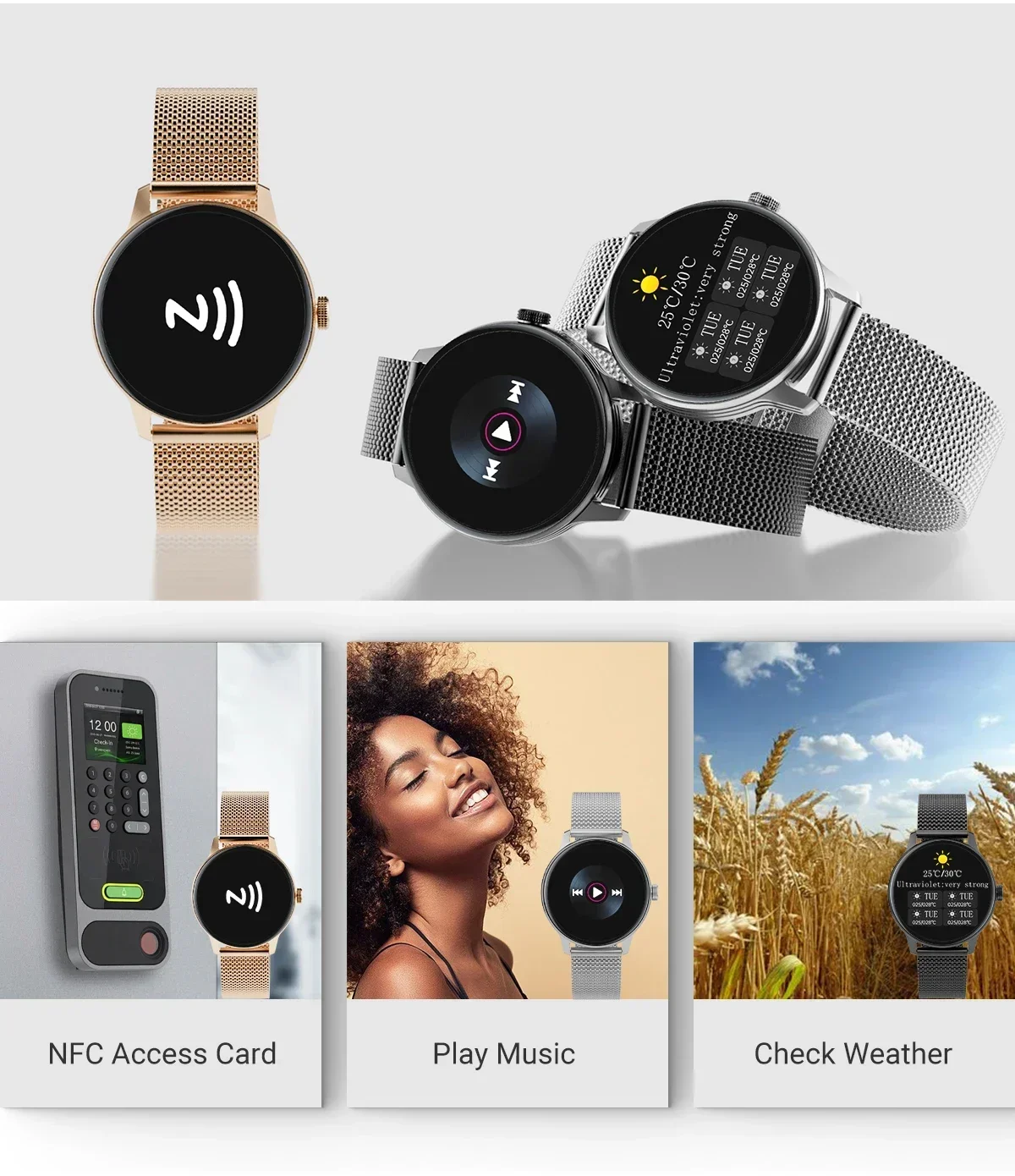 Zordai AMOLED Screen OD9 Women Smartwatch Bluetooth Call 100+ Sports Custom Dial Sports Fitness Tracker Heart Rate Smart Watch