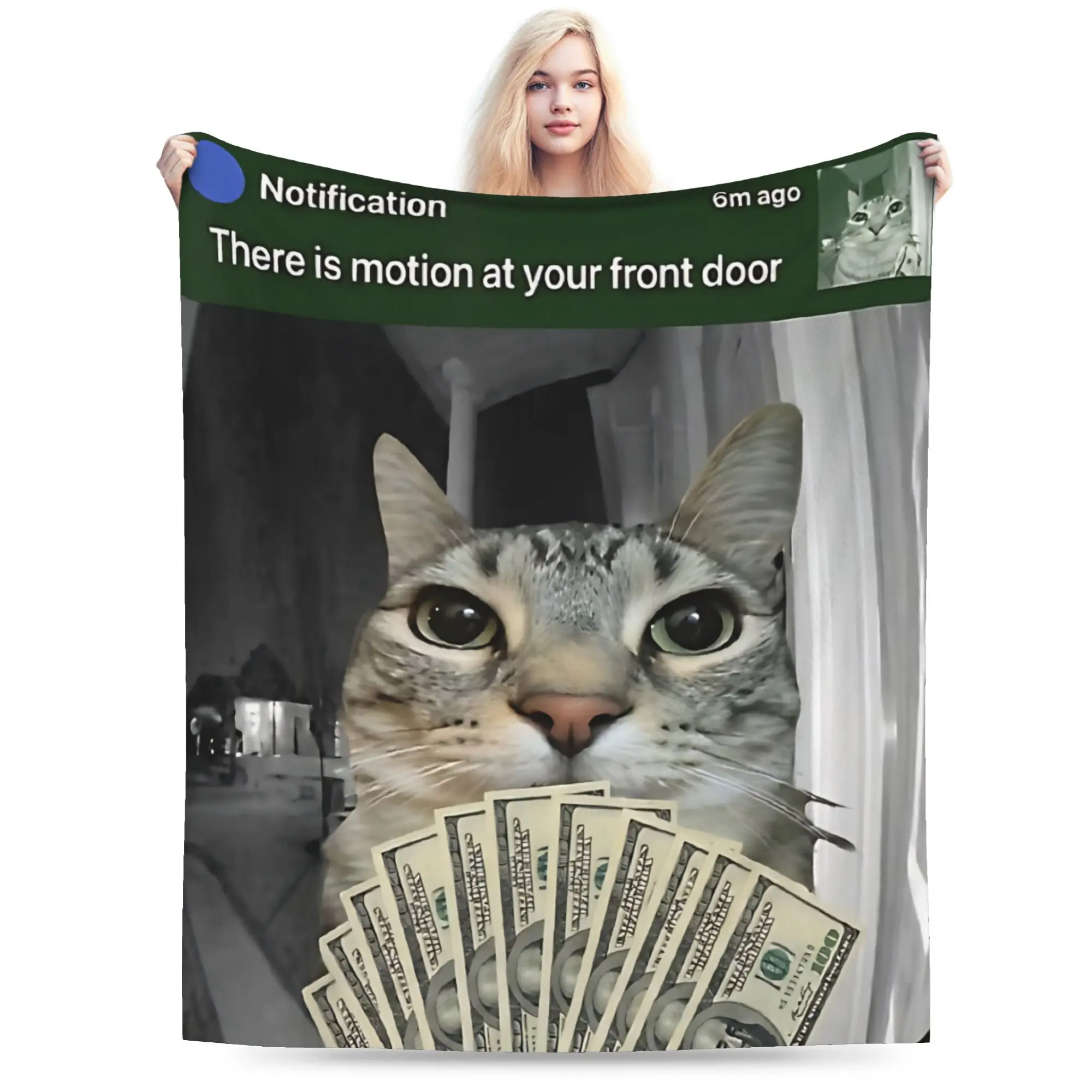 New Arrival Ring Cat with Motion Meme   Blankets Ultra-Soft Fleece  Comfortable Throw Blanket Machine Washable