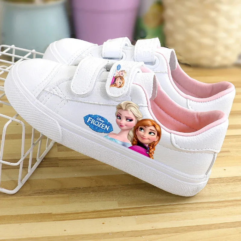 Disney children\'s shoes low-cut pu sneakers student Korean frozen elsa  single shoes female princess baby shoes