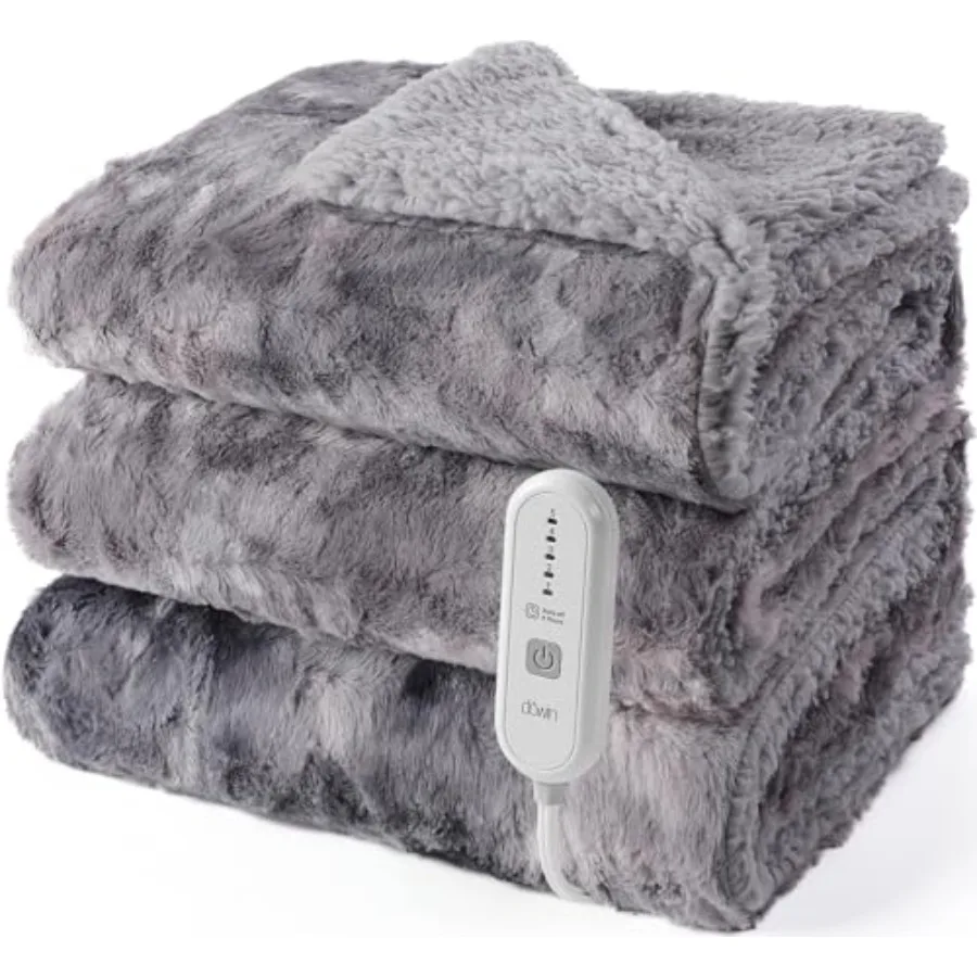 

Heated Blanket Full SizeFast Heating Soft Faux Fur Electric Blankets 72"x84" 5 Heat Settings and 10 Hrs Auto Off Machine Washab