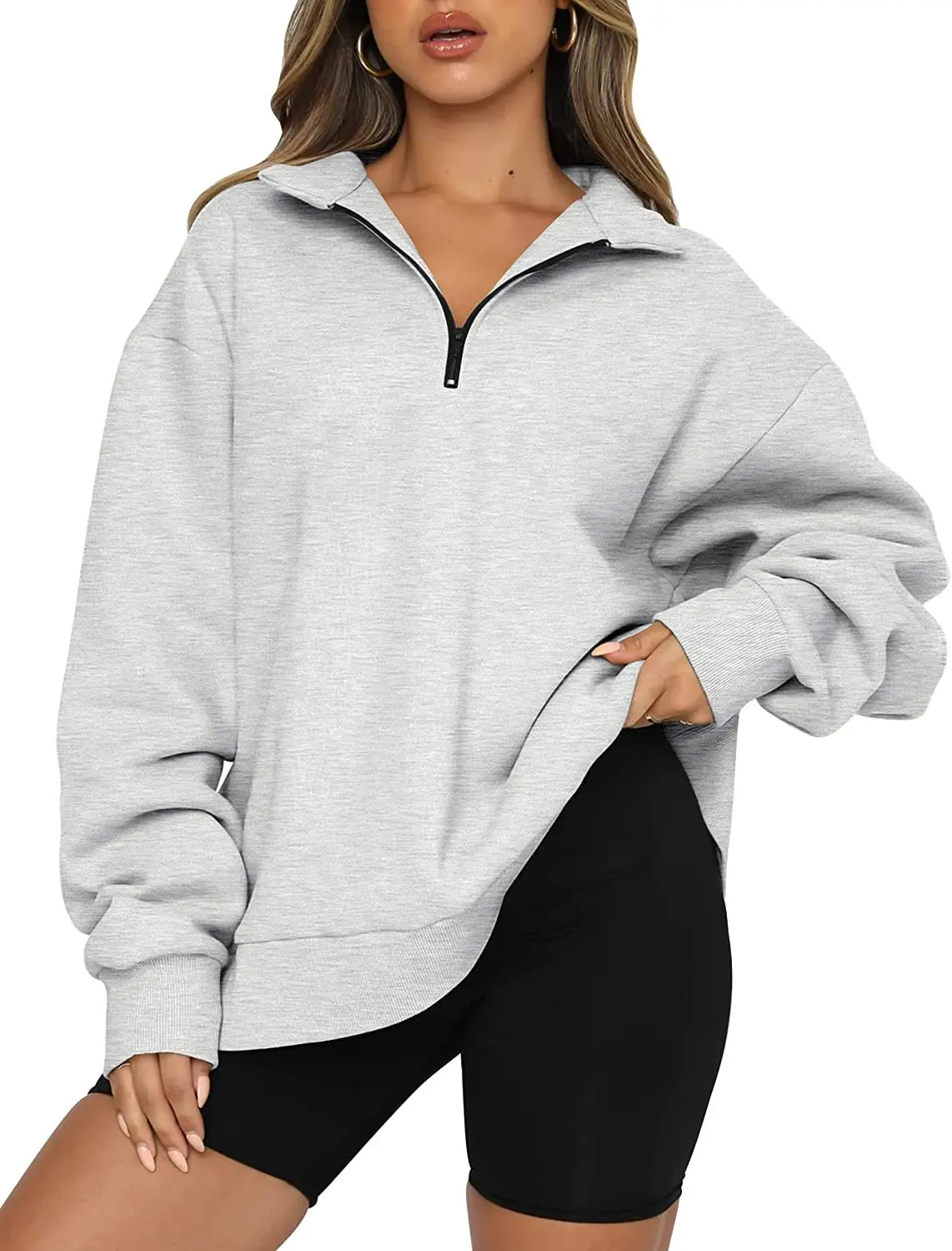 1pc  Womens Oversized Sweatshirts Hoodies Half Zip Pullover Fall Fashion Outfits 2023 Y2k Clothes