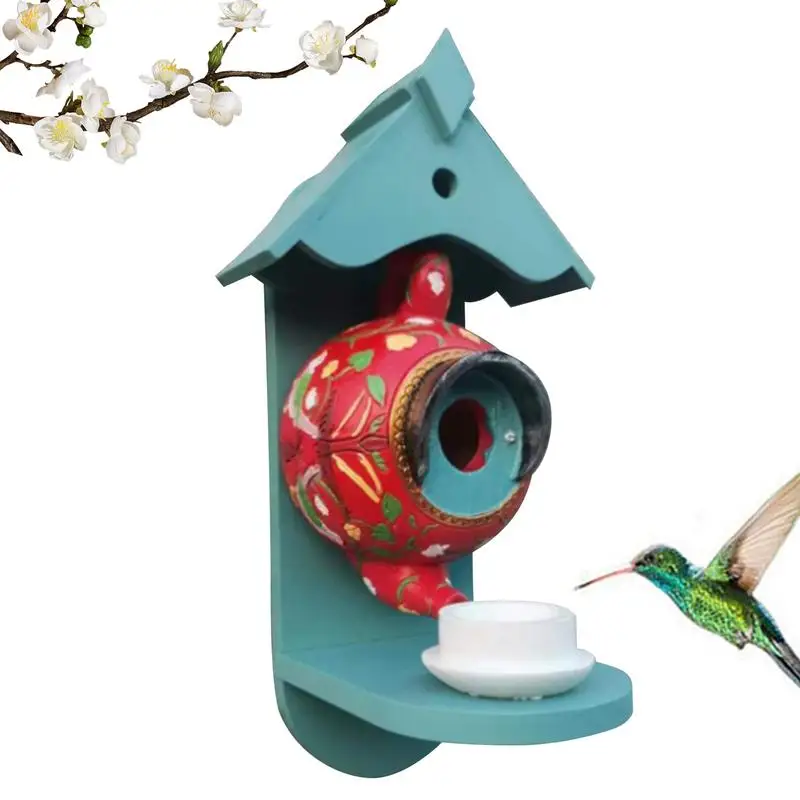 

Outdoor Bird House Teapot Hangable Bird Feeder Colorful Decorative Bird Houses Cute Bird Feeder For Yard Garden Tree Yard