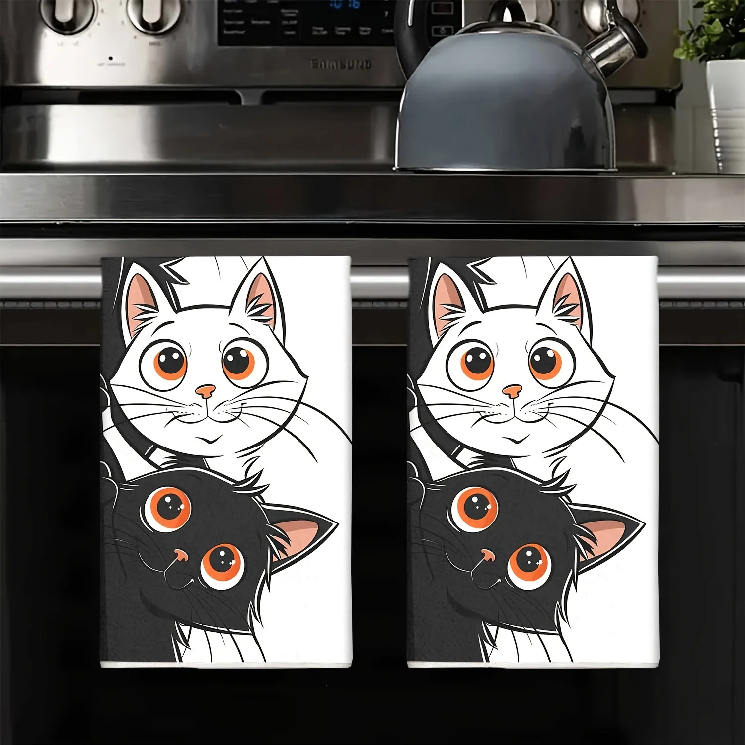 1/2 قطعة، منشفة مطبخ للقطط، مناشف يدوية بنمط قطط ناعمة - سهلة التنظيف، قماش أطباق المطبخ والحمام لديكور العطلات.