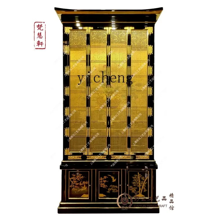 YY Buddha Niche with Door Chinese Style Clothes Closet God of Wealth Guanyin Shrine Indoor Buddha Worship Buddha Cabinet