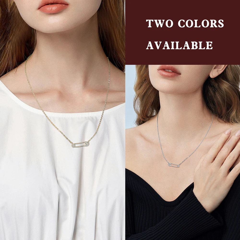 Exquisite Safety Pin Necklace Shiny Crystal-Encrusted Pendant With Simple Chain Ideal Jewelry Gift For Women To Wear At Partie