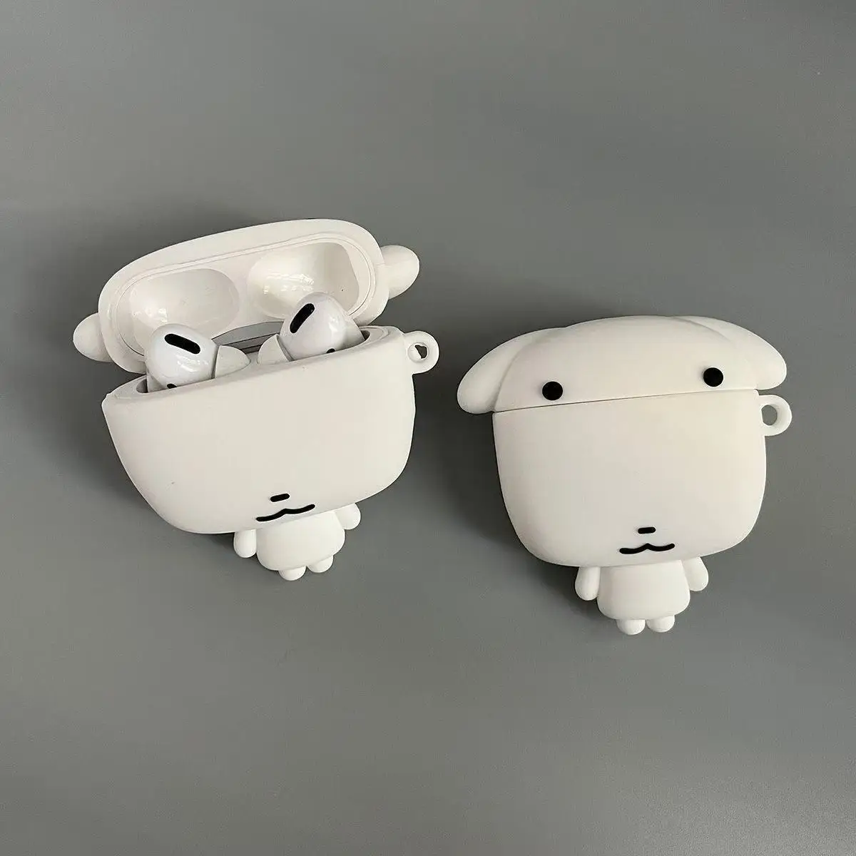 3D Cartoon Weißer Hund Kopfhörer-Ohrhörerhülle für Apple Airpods Pro 3 2 4 mit Anhänger