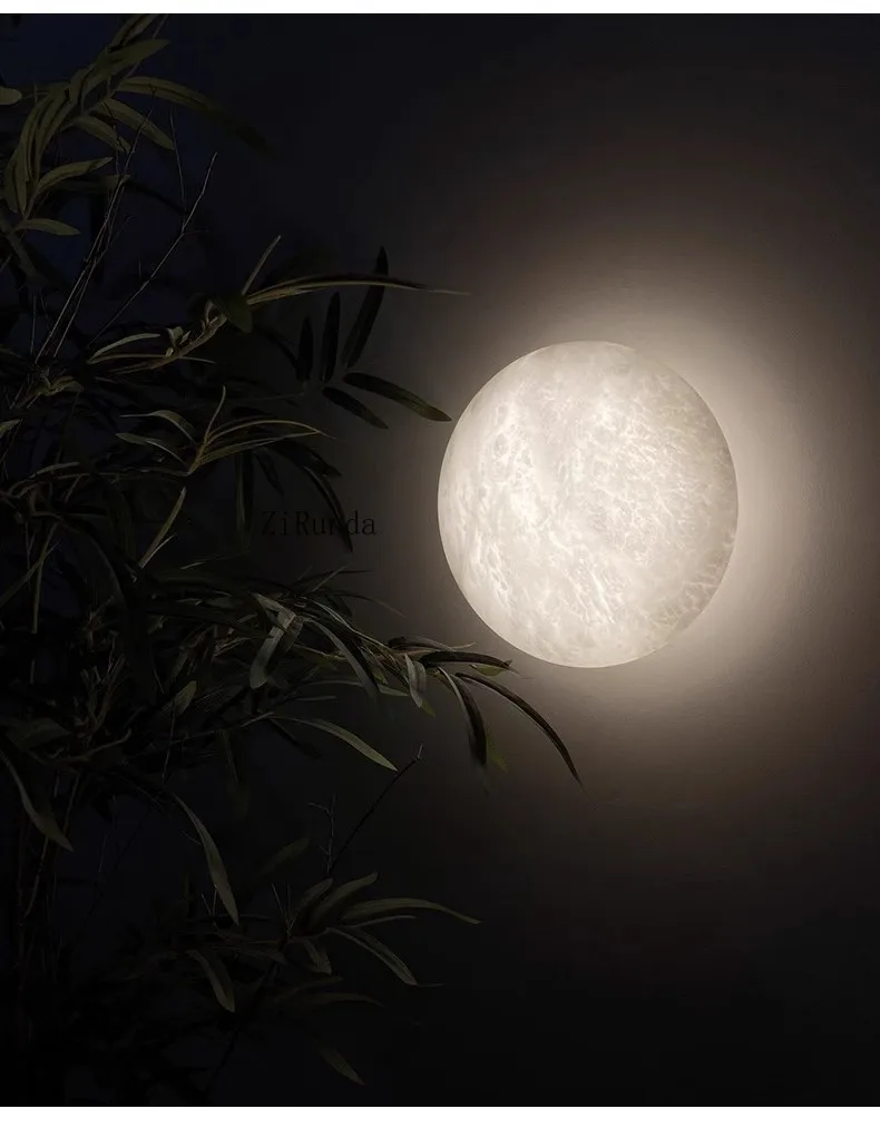 Natural marble wall lamp, light luxury villa hotel room background wall creative all-copper wall lamp